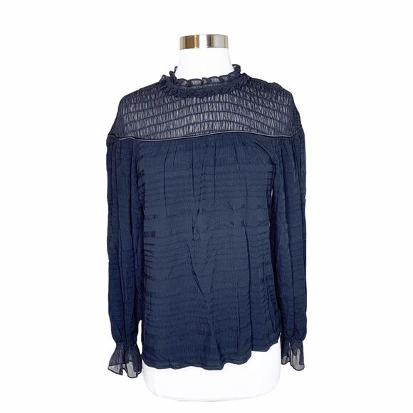 Ramy Brook Tops - NEW Ramy Brook XS Black Josephine Top Extra Small Sheer Smocked Blouse Boho